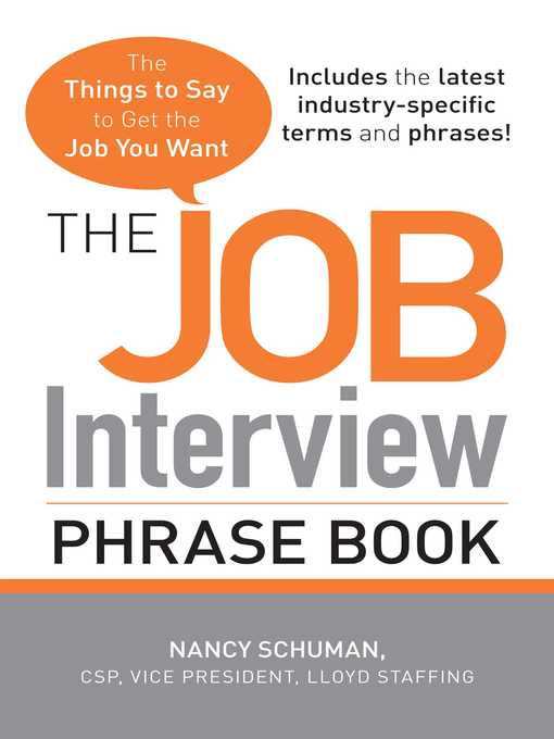 Title details for The Job Interview Phrase Book by Nancy Schuman - Wait list